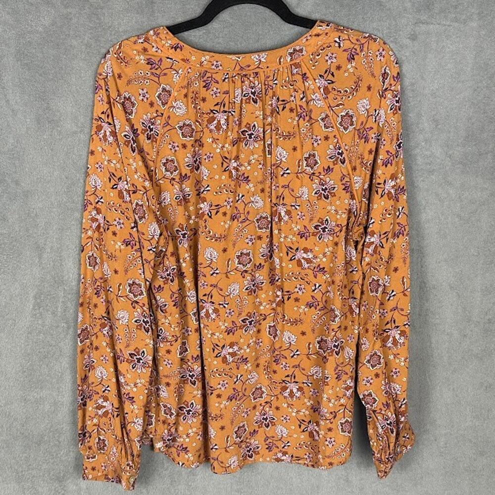 J Jill Top Womens Large Brown Floral Button Down Long Sleeve Preppy Career Boho - Picture 6 of 12